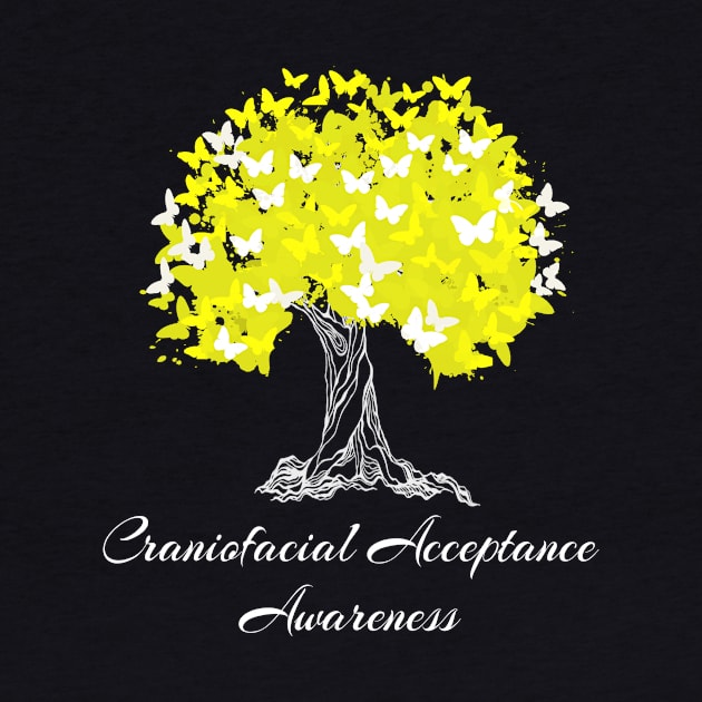 Craniofacial Acceptance Awareness Yellow Ribbon Butterflies by MerchAndrey